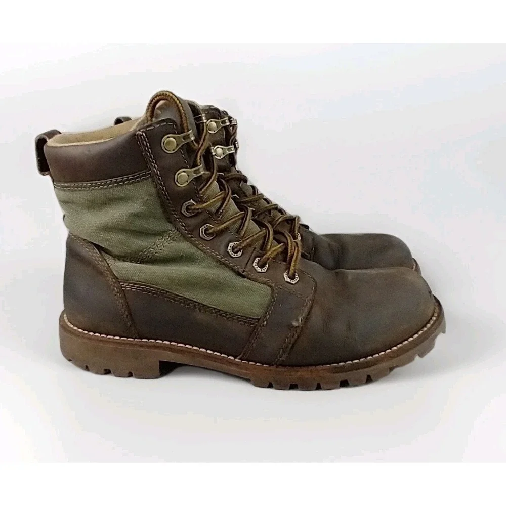 Kodiak Thane Waterproof‎ Boot GreenBrown Leather Mens Size 8 Ankle Canvas Rugged